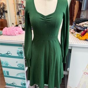 Modcloth Forest Green Long Sleeve Dress